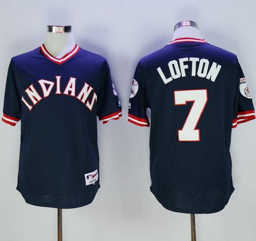 Indians #7 Kenny Lofton Navy Blue 1976 Turn Back The Clock Stitched MLB Jersey - Click Image to Close
